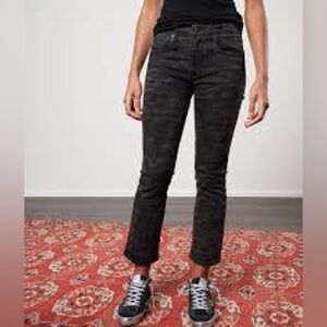 R13 Kick Fit Black Zebra Cropped Flare High Rise Jeans Sz 28 New Italy